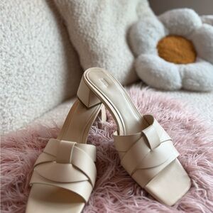 Zara Cream Mules with Block Heel